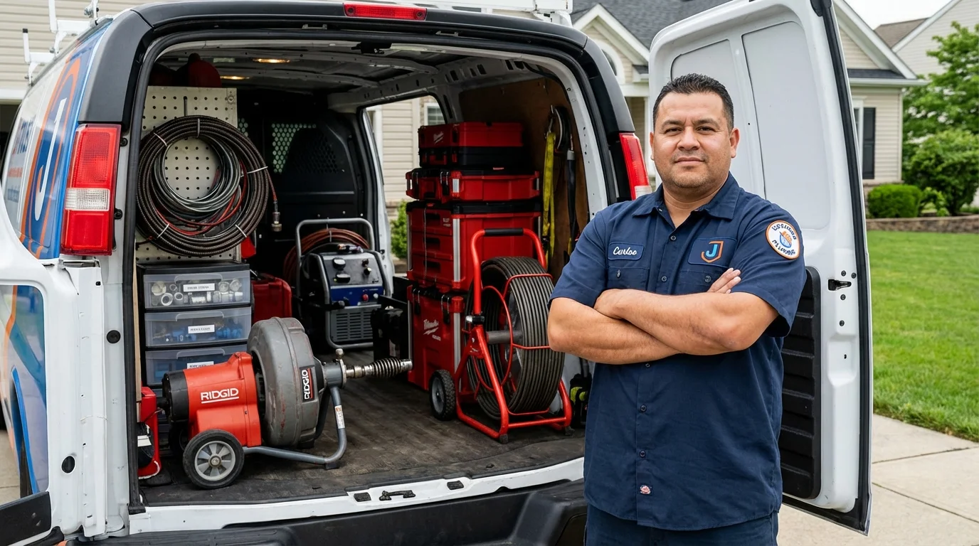 Professional drain cleaning equipment and Johns Plumbing LLC plumber in Austell