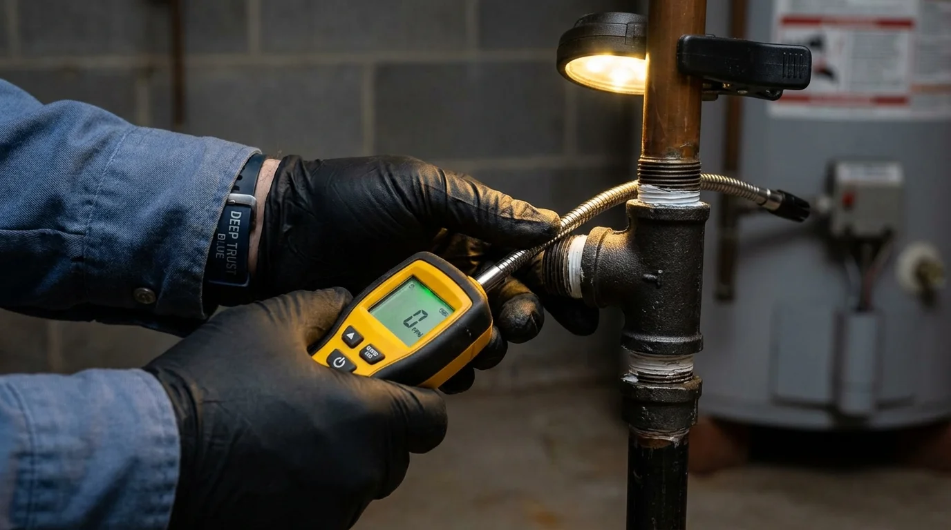 Gas leak detection with electronic sniffer by Johns Plumbing LLC in Austell